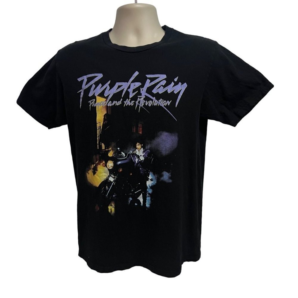 Prince And The Revolution Mens Black Graphic T-Shirt Medium Purple Rain Music